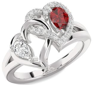 Diamond White Gold Heart Two Stone Promise Ring