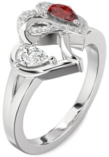Diamond Platinum Heart Two Stone Promise Ring