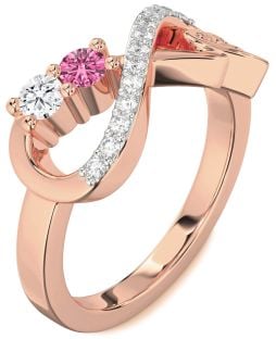 Diamond Rose Gold Infinity Heart Two Stone Promise Ring