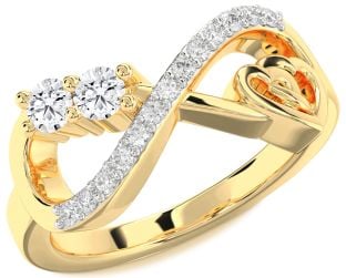 Diamond Gold Infinity Heart Two Stone Ring