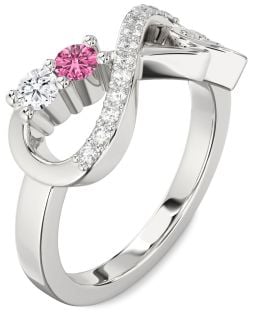 Diamond Platinum Infinity Heart Two Stone Promise Ring