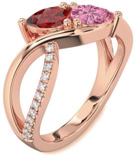 Diamond Rose Gold Pear Two Stone Promise Ring