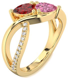 Diamond Gold Pear Two Stone Promise Ring