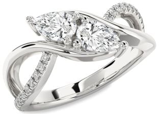 Diamond Platinum Pear Two Stone Ring