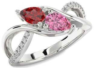 Diamond White Gold Pear Two Stone Promise Ring
