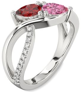 Diamond Platinum Pear Two Stone Promise Ring