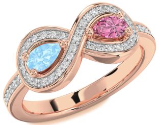 Diamond Rose Gold Infinity Pear Two Stone Promise Ring