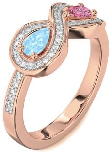 Diamond Rose Gold Infinity Pear Two Stone Promise Ring