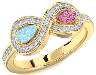 Diamond Gold Infinity Pear Two Stone Promise Ring