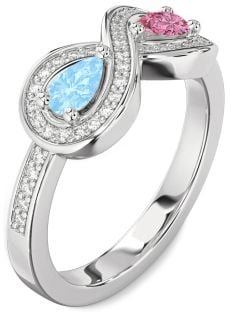 Diamond Platinum Infinity Pear Two Stone Promise Ring