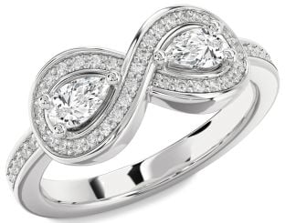 Diamond Platinum Infinity Pear Two Stone Ring