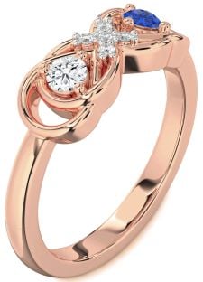 Diamond Rose Gold Infinity Round Two Stone Promise Ring