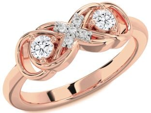 Diamond Rose Gold Infinity Round Two Stone Ring