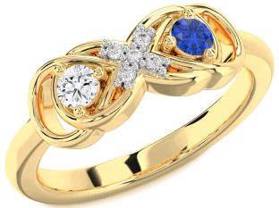 Diamond Gold Infinity Round Two Stone Promise Ring