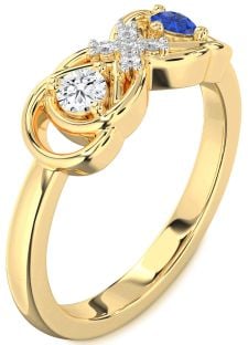 Diamond Gold Infinity Round Two Stone Promise Ring