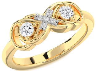 Diamond Gold Infinity Round Two Stone Ring