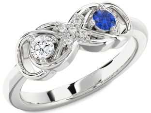 Diamond Silver Infinity Round Two Stone Promise Ring