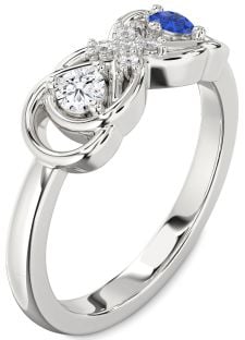 Diamond Platinum Infinity Round Two Stone Promise Ring