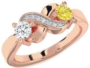 Diamond Rose Gold Infinity Round Two Stone Promise Ring