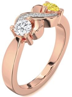 Diamond Rose Gold Infinity Round Two Stone Promise Ring