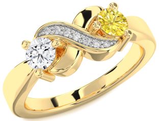Diamond Gold Infinity Round Two Stone Promise Ring