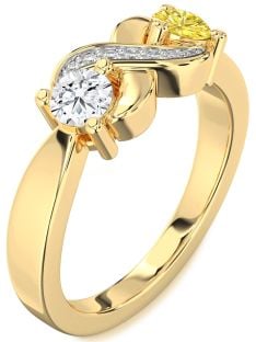 Diamond Gold Infinity Round Two Stone Promise Ring
