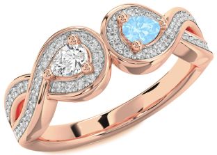 Diamond Rose Gold Infinity Pear Two Stone Promise Ring