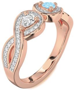 Diamond Rose Gold Infinity Pear Two Stone Promise Ring