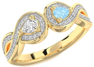 Diamond Gold Infinity Pear Two Stone Promise Ring
