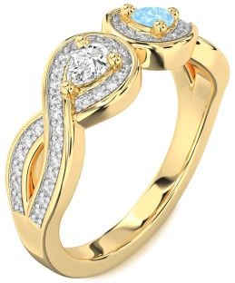 Diamond Gold Infinity Pear Two Stone Promise Ring