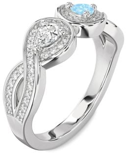 Diamond Platinum Infinity Pear Two Stone Promise Ring