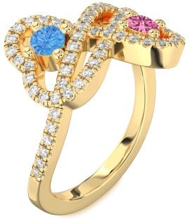 Diamond Gold Infinity Heart Two Stone Pave Promise Ring