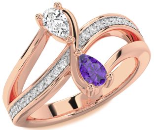 Diamond Rose Gold Pear Two Stone Promise Ring