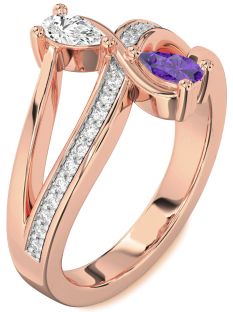 Diamond Rose Gold Pear Two Stone Promise Ring