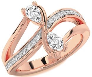 Diamond Rose Gold Pear Two Stone Ring