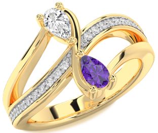Diamond Gold Pear Two Stone Promise Ring