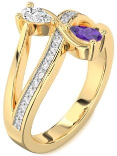 Diamond Gold Pear Two Stone Promise Ring