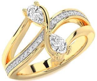 Diamond Gold Pear Two Stone Ring
