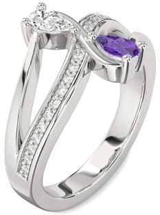 Diamond Platinum Pear Two Stone Promise Ring