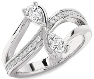 Diamond Platinum Pear Two Stone Ring