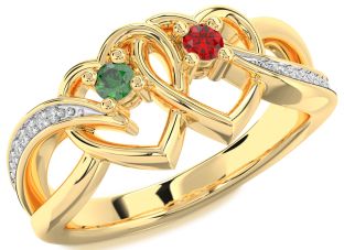 Diamond Gold Heart Two Stone Promise Ring