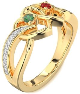 Diamond Gold Heart Two Stone Promise Ring