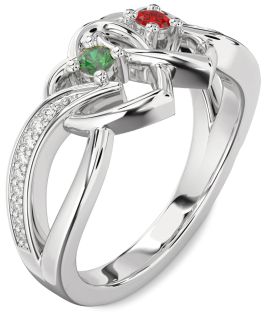 Diamond Platinum Heart Two Stone Promise Ring