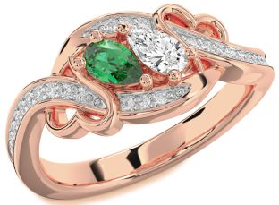 Diamond Rose Gold Heart Two Stone Promise Ring