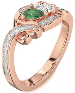 Diamond Rose Gold Heart Two Stone Promise Ring