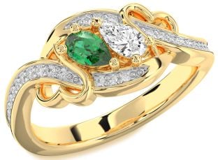 Diamond Gold Heart Two Stone Promise Ring