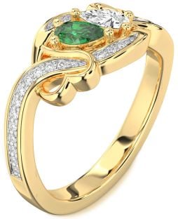 Diamond Gold Heart Two Stone Promise Ring