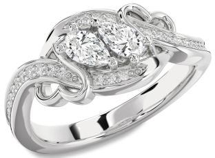 Diamond Platinum Heart Two Stone Ring