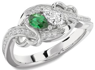 Diamond White Gold Heart Two Stone Promise Ring