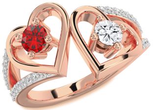 Diamond Rose Gold Heart Two Stone Promise Ring